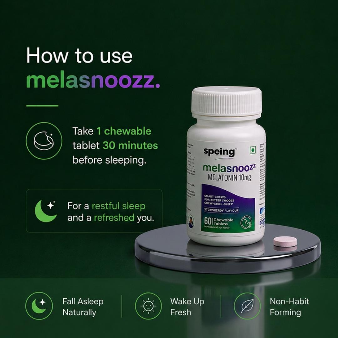 MelasnooZZ 10 mg Chewable Melatonin Tablets - for Restful Deep Sleeps