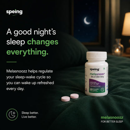 MelasnooZZ 10 mg Chewable Melatonin Tablets - for Restful Deep Sleeps