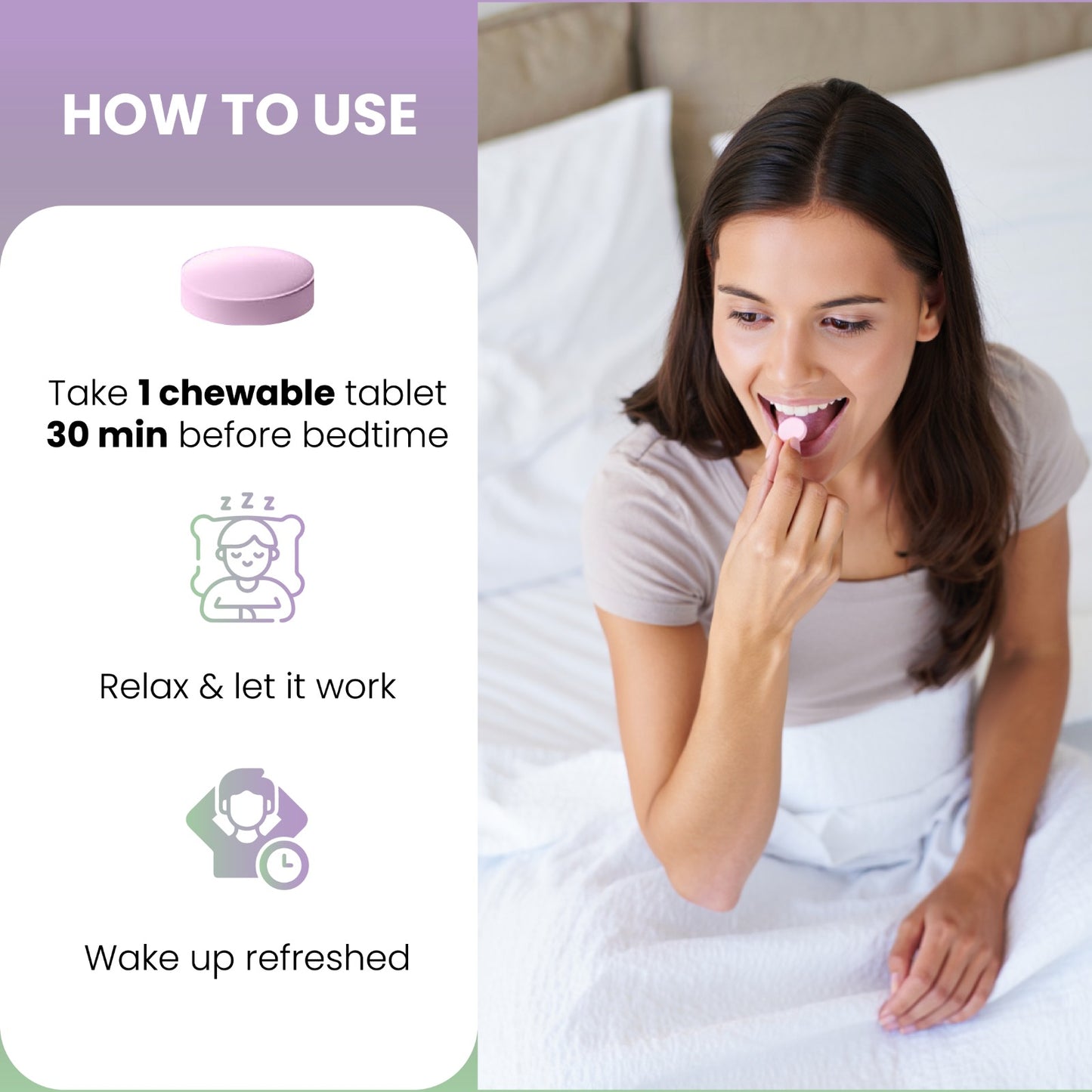 MelasnooZZ 10 mg Chewable Melatonin Tablets - for Restful Deep Sleeps